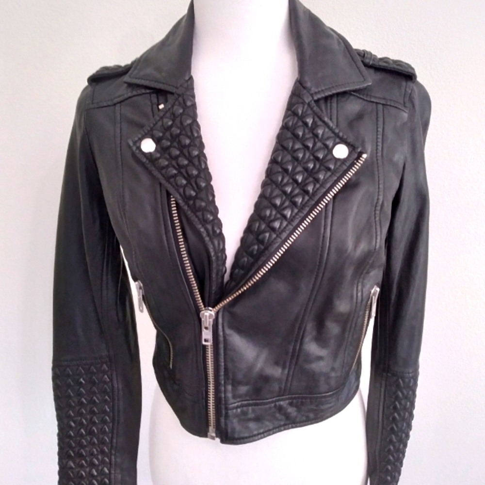 Obey No. 89 Genuine Leather Studded Moto Jacket